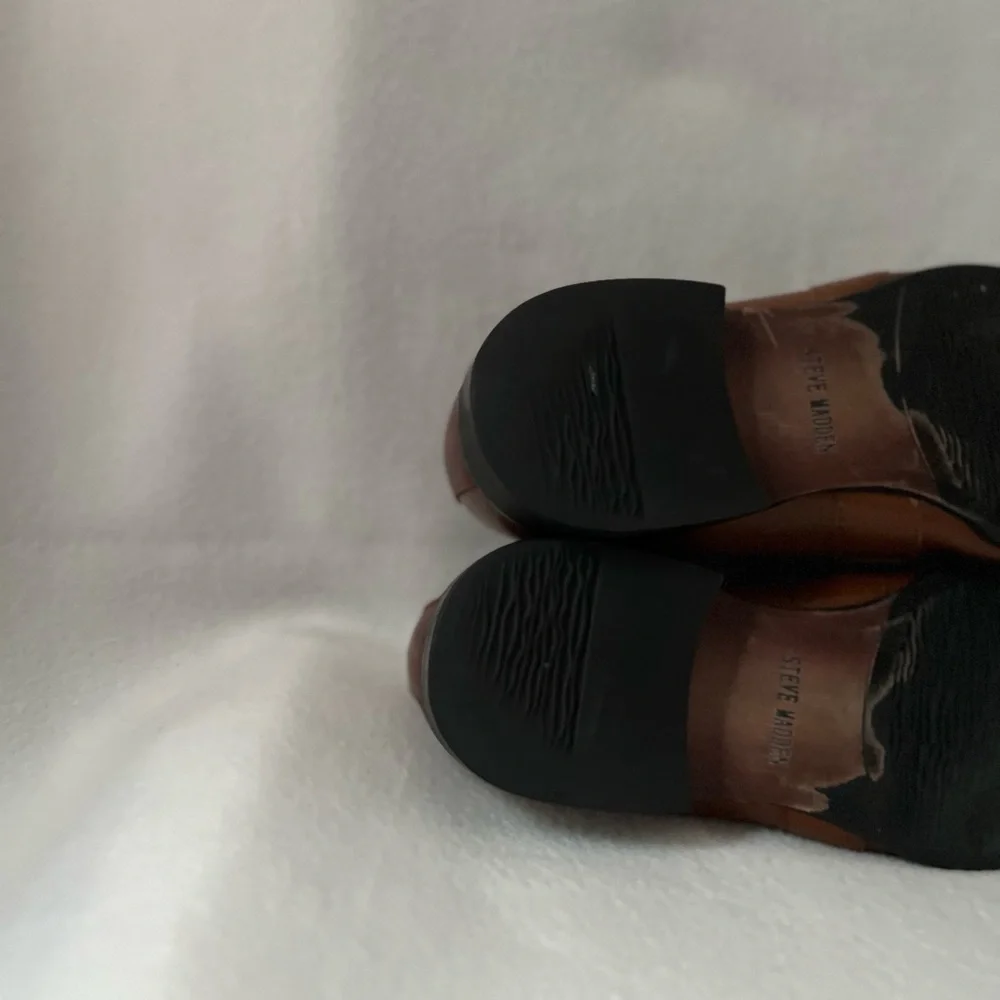 Steve Madden Size 10 1/2 Brown Leather Slip On Mens Shoes